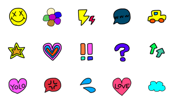 [LINE絵文字]colorful emoji mojinasiの画像一覧