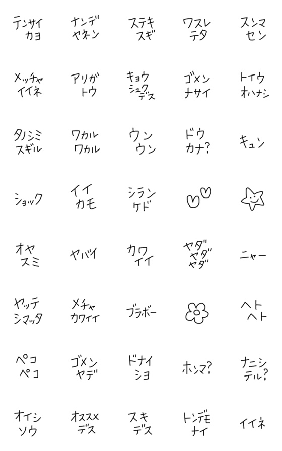 [LINE絵文字]ちいもじ カタカナバージョンの画像一覧