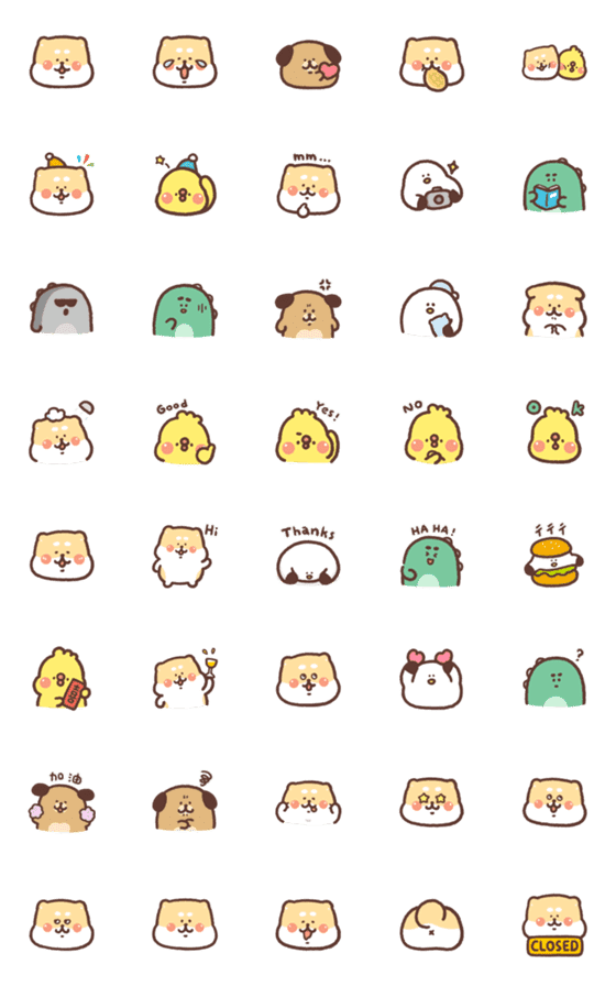 [LINE絵文字]Chubby Shiba ＆ Friends Emoji 1.0の画像一覧