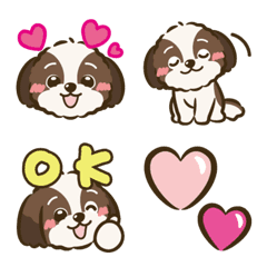 [LINE絵文字] 可愛いシーズー犬の絵文字（ブラウン）の画像