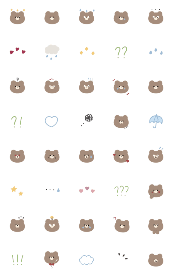 [LINE絵文字]simple くすみクマ絵文字 ！の画像一覧