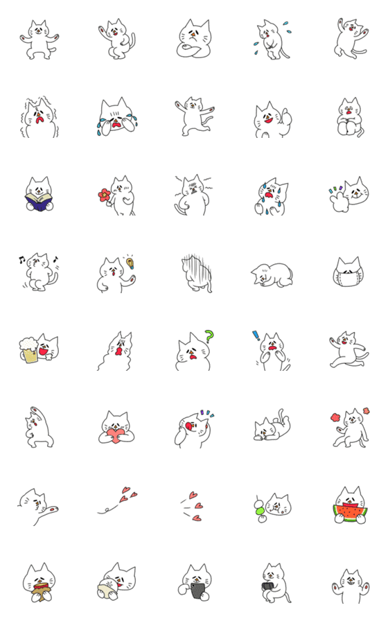 [LINE絵文字]動くしろねこちゃんの絵文字の画像一覧