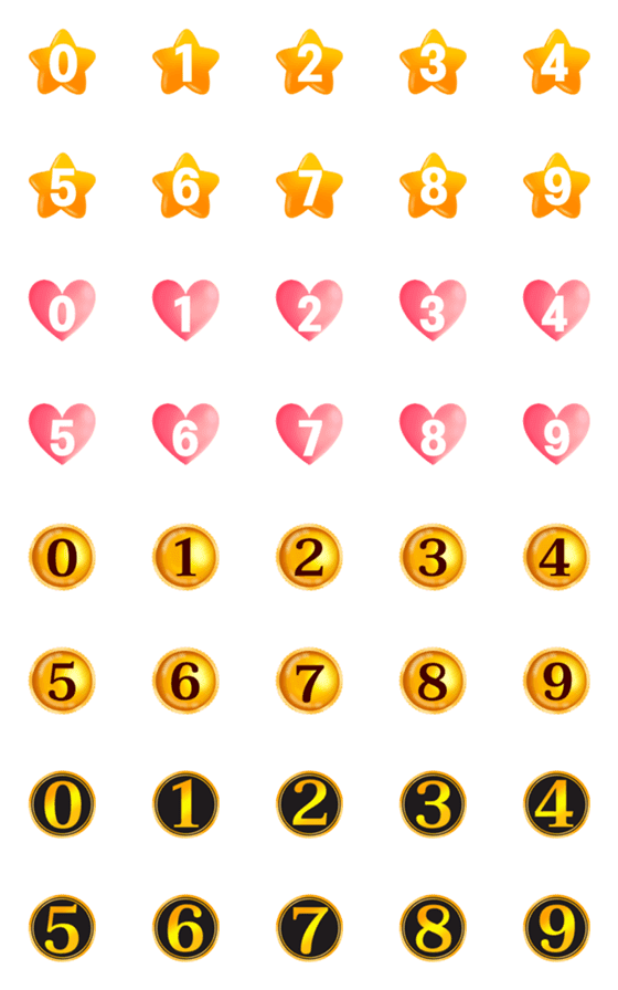 [LINE絵文字]bright number emojisの画像一覧