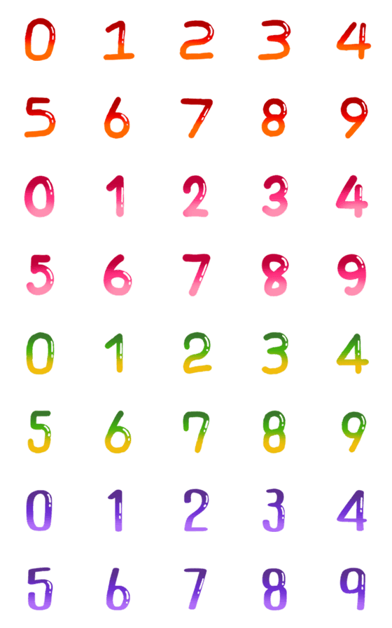 [LINE絵文字]multicolored number emojiの画像一覧