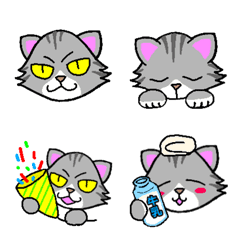 [LINE絵文字] ちょっと目つきの悪い猫の画像