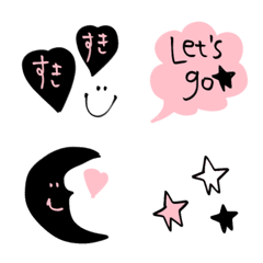 [LINE絵文字] ♡♡モノトーン・ピンク絵文字♡♡の画像