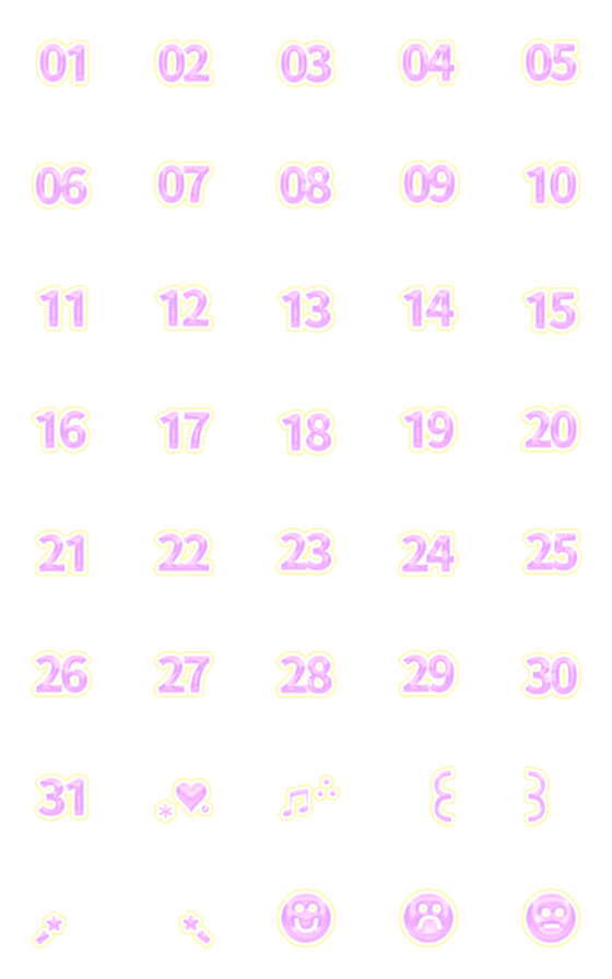 [LINE絵文字]Diamond Pink Purple number date Emojiの画像一覧