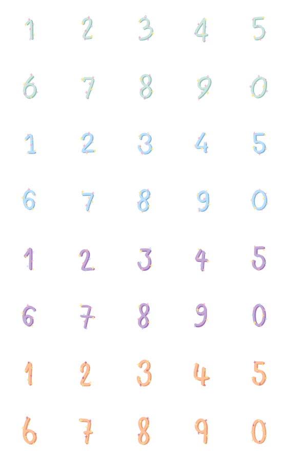 [LINE絵文字]Number 0-9 pastel color (Emoji)の画像一覧