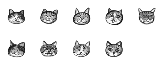 [LINE絵文字]Cat Faces Stickersの画像一覧