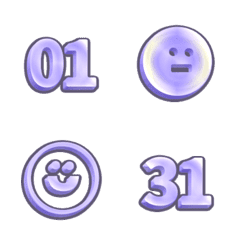 [LINE絵文字] 01-31 number date purple 3Dの画像