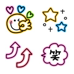 [LINE絵文字] ネオンカラフル♡毎日使える絵文字の画像