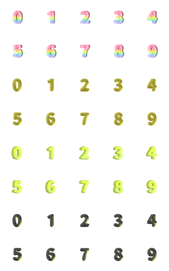 [LINE絵文字]QxQ emoji number 0-9 special color Aの画像一覧