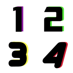 [LINE絵文字] Number black colorful  neonの画像