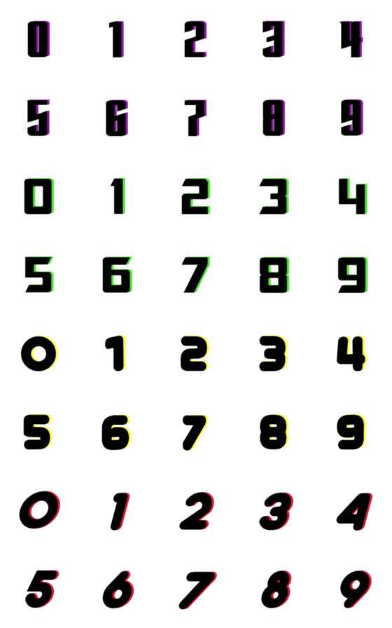 [LINE絵文字]Number black colorful  neonの画像一覧