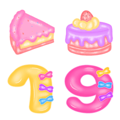 [LINE絵文字] Sweets emoji with full set of numbersの画像