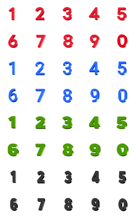 [LINE絵文字]Number classic 3D emojiの画像一覧