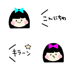 [LINE絵文字] bibidrop あいさつする黒髪の女の子 No.16の画像