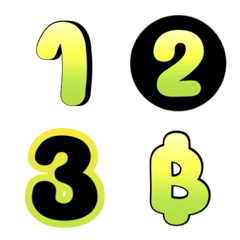 [LINE絵文字] Number black green yellow color colorfulの画像