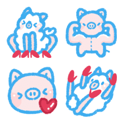 [LINE絵文字] Mr. Alpaca and Piggy emojiの画像