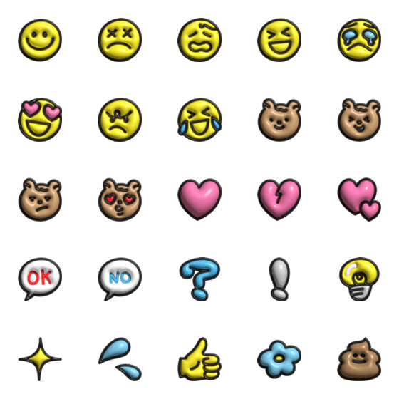 [LINE絵文字]3D puffy deco emoji NO.1の画像一覧