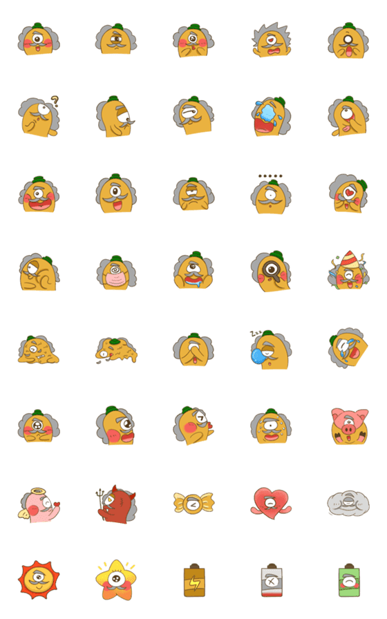 [LINE絵文字]Potato grandfather Emojiの画像一覧