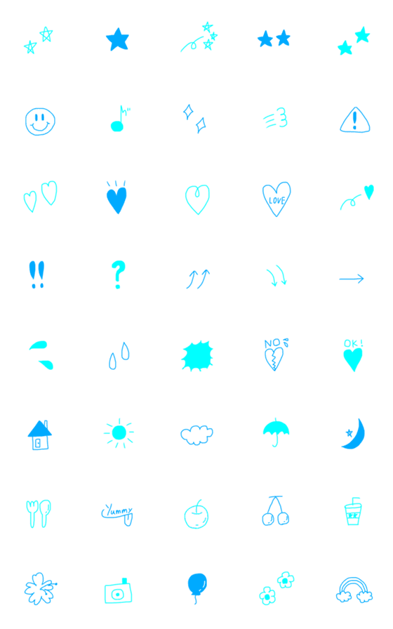 [LINE絵文字]青＆水色⭐︎絵文字の画像一覧