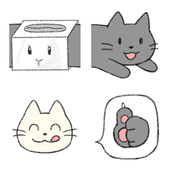 [LINE絵文字] にょろねこ絵文字 (しろとグレー)の画像