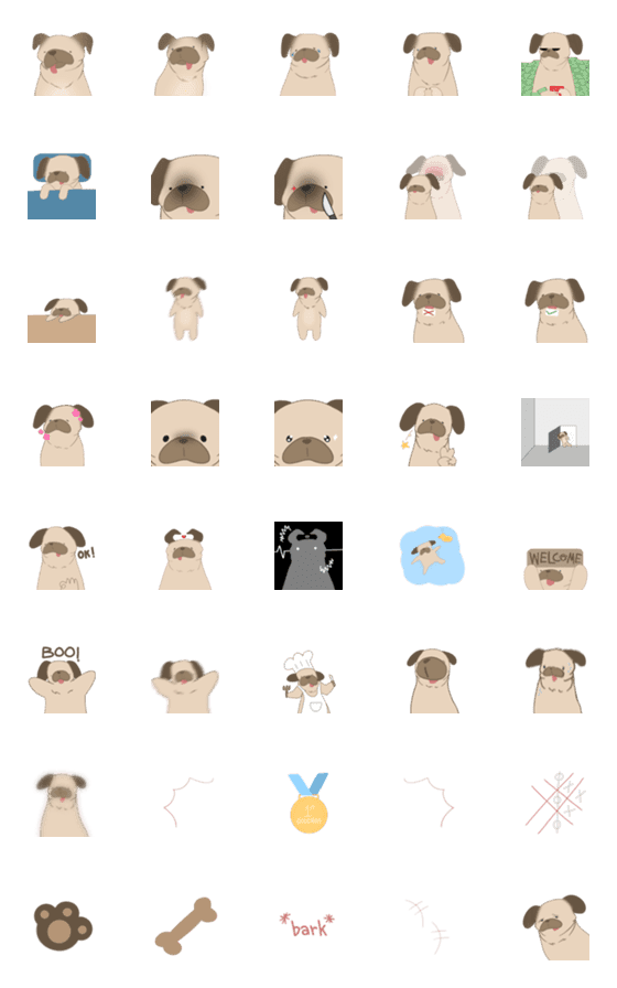 [LINE絵文字]sleepy pug 1の画像一覧