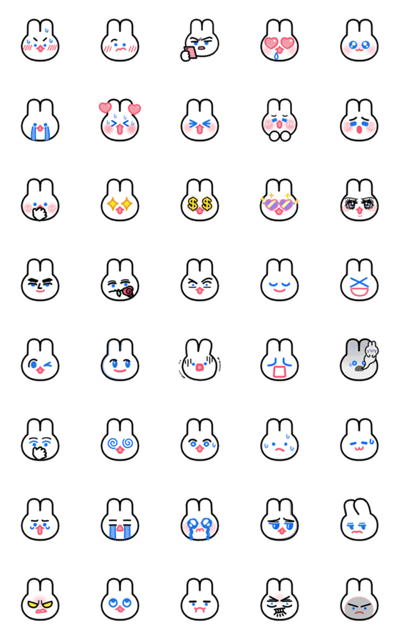 [LINE絵文字]Little White Bunny Bun 3の画像一覧
