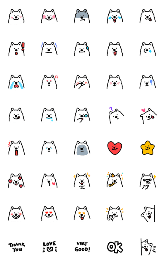 [LINE絵文字]Samoyed drawing emojiの画像一覧