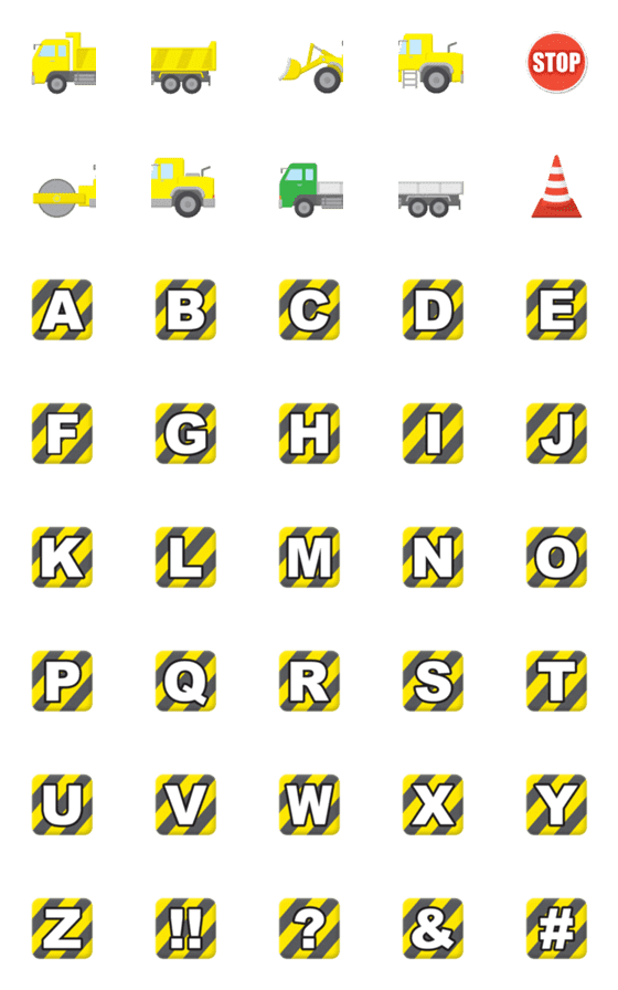 [LINE絵文字]つながる はたらく車とゼブラシート 英文字の画像一覧