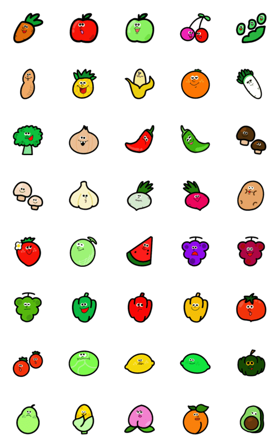 [LINE絵文字]くだものとおやさいの画像一覧