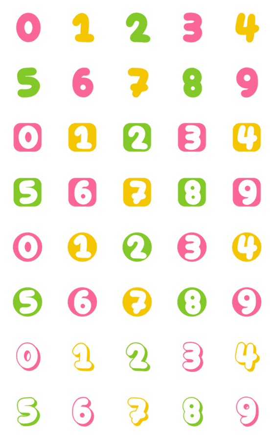 [LINE絵文字]Number cute color colorful pastelの画像一覧