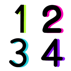 [LINE絵文字] Number black colorful neon colorの画像