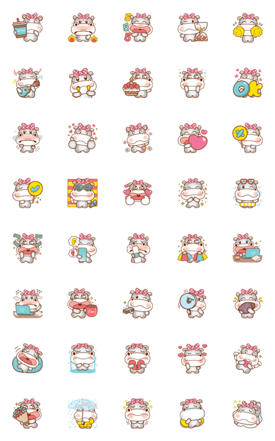 [LINE絵文字]HABI HIPPO Emoji 1の画像一覧