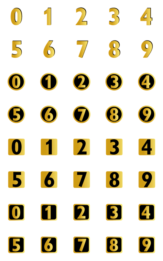 [LINE絵文字]Numbers gold color classicの画像一覧