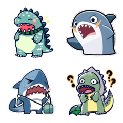 [LINE絵文字] Shark and Dinosaur small Sticker Setの画像