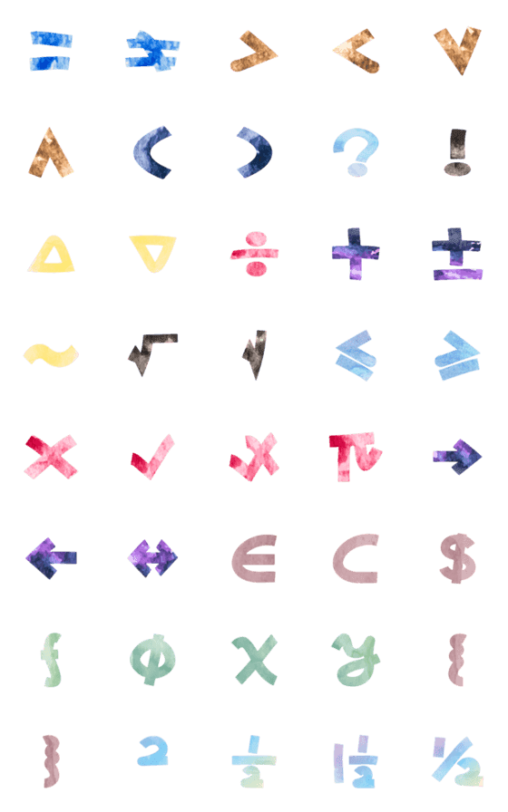 [LINE絵文字]Mathematical symbols_watercolor versionの画像一覧