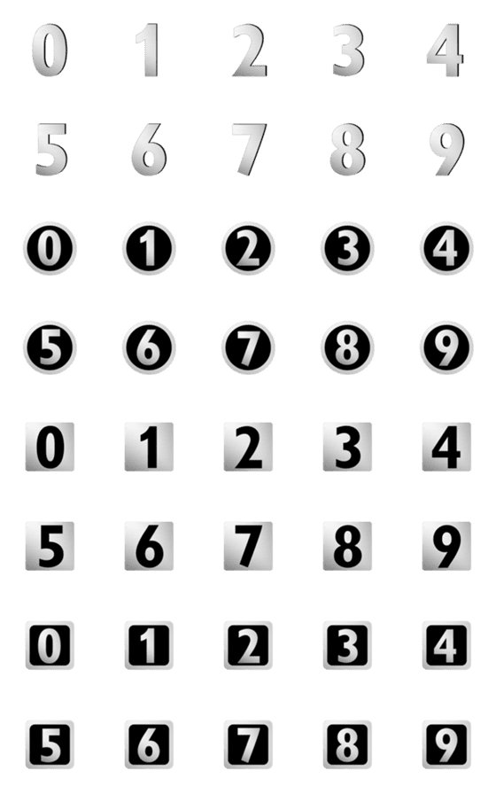 [LINE絵文字]Numbers silver color classicの画像一覧