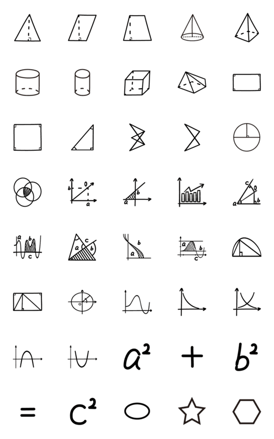 [LINE絵文字]Mathematical symbols_02_area ＆ chartの画像一覧