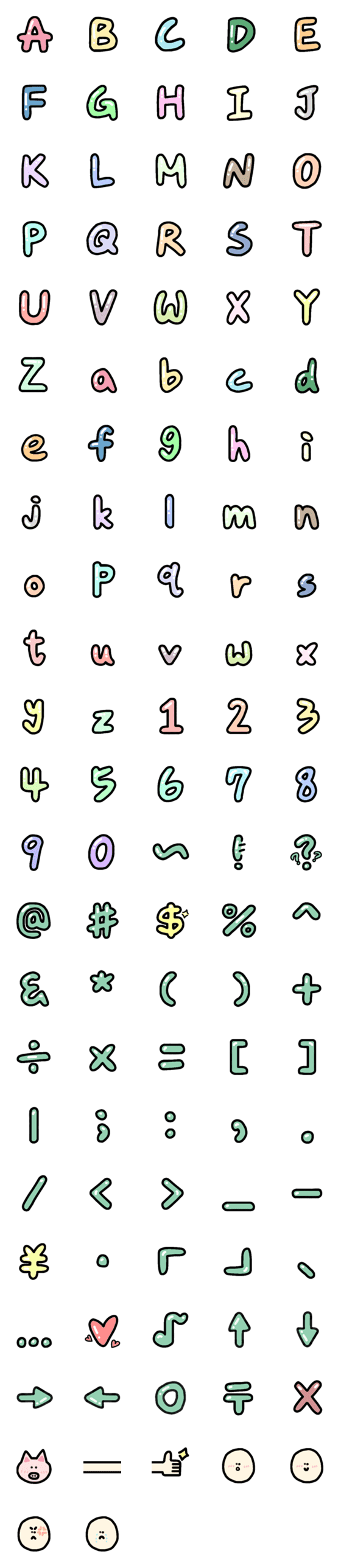 [LINE絵文字]handwriting alphabet+emojiの画像一覧