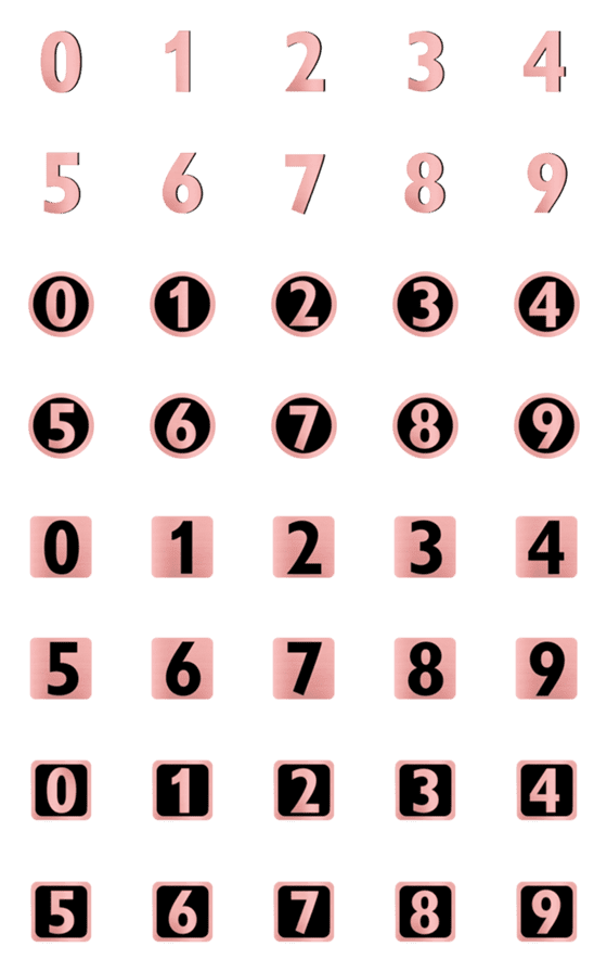 [LINE絵文字]Numbers rosegold color classicの画像一覧