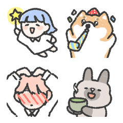 [LINE絵文字] MooMoo-rabbit and Shiba Inuの画像