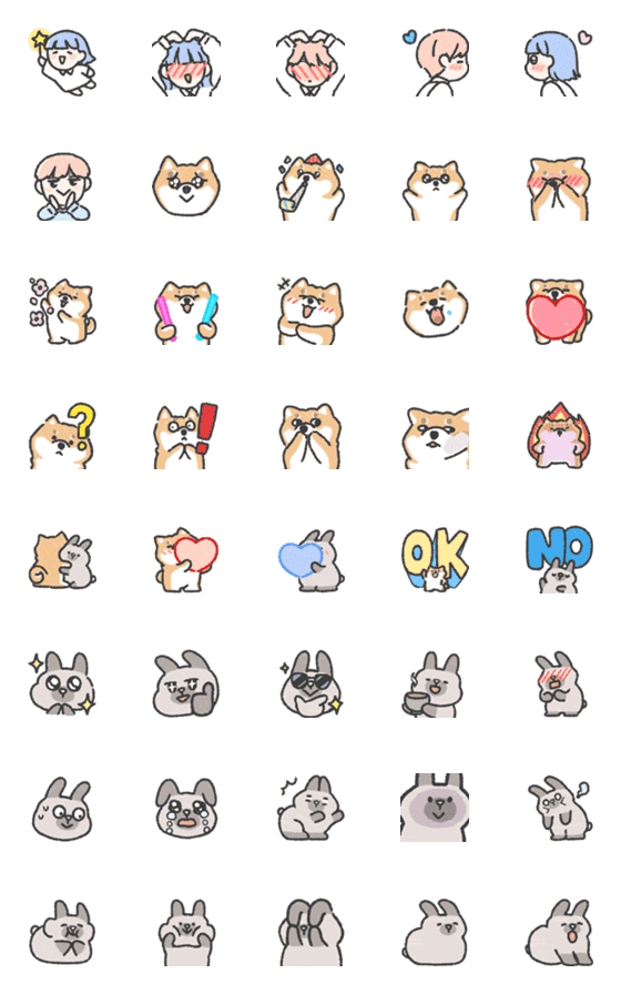 [LINE絵文字]MooMoo-rabbit and Shiba Inuの画像一覧