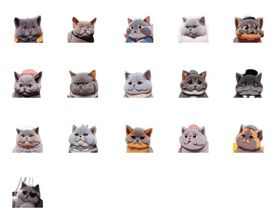 [LINE絵文字]Blue cat emoticon series 1の画像一覧