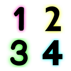 [LINE絵文字] Number emoji black colorful neon colorの画像