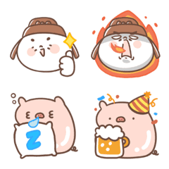 [LINE絵文字] Chubby Ancient ＆ Donpo piggy - emojiの画像