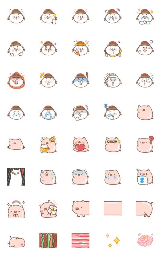 [LINE絵文字]Chubby Ancient ＆ Donpo piggy - emojiの画像一覧