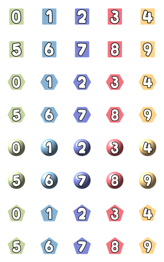 [LINE絵文字]Emoji Number Colorful 02の画像一覧