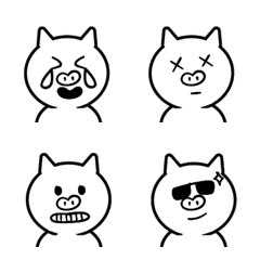 [LINE絵文字] QxQ 大人可愛い 動物 豚 動く 顔文字の画像